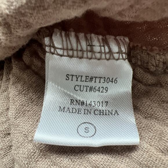 Ces Femme Blouse Top Womens Small Brown 100% Cotton Gauzy Relaxed Lagenlook Boho - Picture 4 of 9